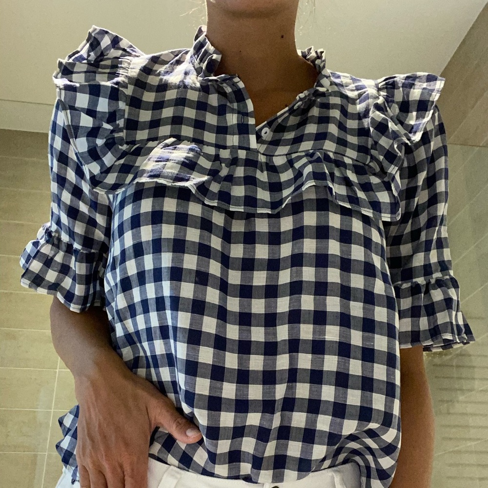 Navy and white Zara top